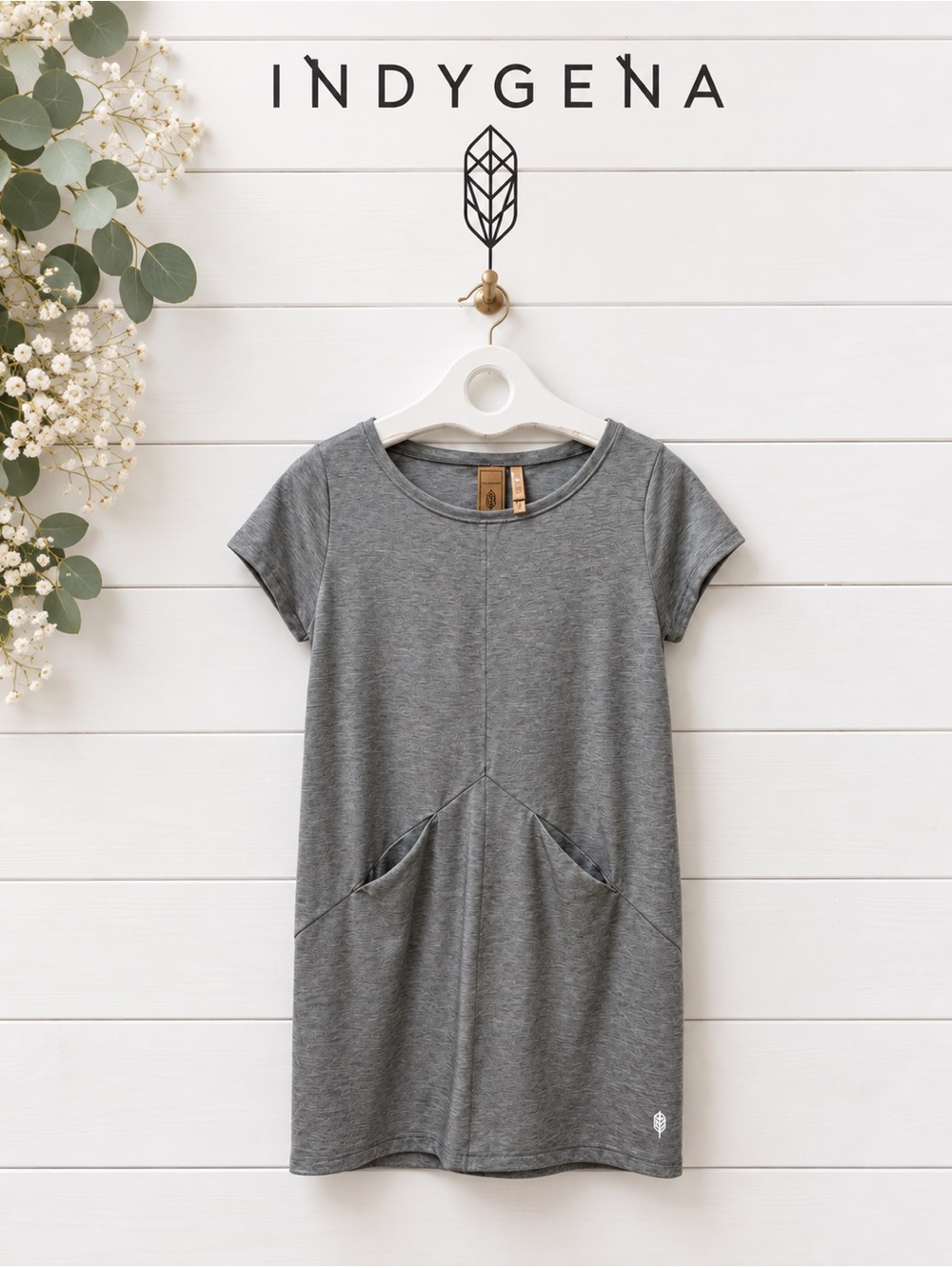 Indygena / Indyeva Grey Short-Sleeve Dress – Size M